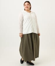 OLCJA01119 eur3(エウルキューブ) 【大きいサイズ】レースジップアップフーディー ホワイト(90)