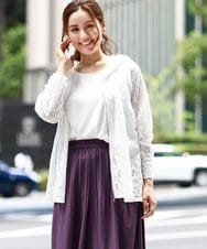 OLCJA01119 eur3(エウルキューブ) 【大きいサイズ】レースジップアップフーディー ホワイト(90)