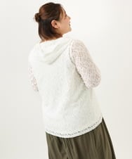 OLCJA01119 eur3(エウルキューブ) 【大きいサイズ】レースジップアップフーディー ホワイト(90)