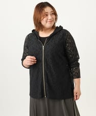 OLCJA01119 eur3(エウルキューブ) 【大きいサイズ】レースジップアップフーディー ブラック(94)