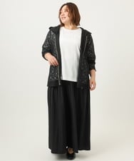 OLCJA01119 eur3(エウルキューブ) 【大きいサイズ】レースジップアップフーディー ブラック(94)