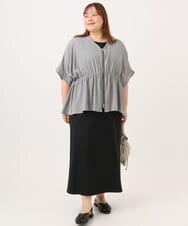 OLCJD01099 eur3(エウルキューブ) 【大きいサイズ/LAVEANGE×eur3】フロントファスナーシア―ブルゾン グレー