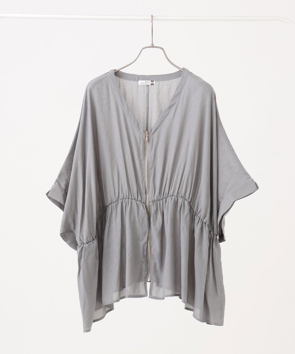 OLCJD01099 eur3(エウルキューブ) 【大きいサイズ/LAVEANGE×eur3】フロントファスナーシア―ブルゾン グレー