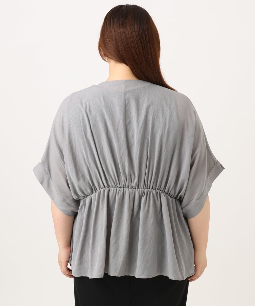 OLCJD01099 eur3(エウルキューブ) 【大きいサイズ/LAVEANGE×eur3】フロントファスナーシア―ブルゾン グレー