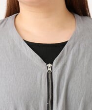 OLCJD01099 eur3(エウルキューブ) 【大きいサイズ/LAVEANGE×eur3】フロントファスナーシア―ブルゾン グレー
