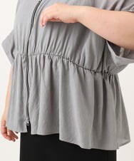 OLCJD01099 eur3(エウルキューブ) 【大きいサイズ/LAVEANGE×eur3】フロントファスナーシア―ブルゾン グレー