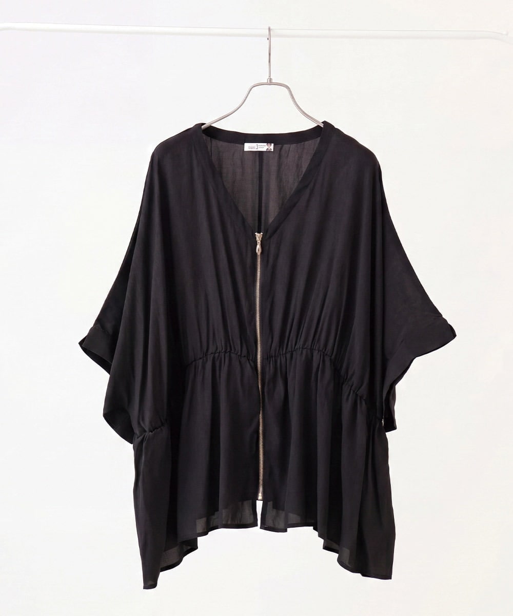 OLCJD01099 eur3(エウルキューブ) 【大きいサイズ/LAVEANGE×eur3】フロントファスナーシア―ブルゾン ブラック