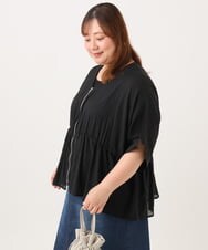 OLCJD01099 eur3(エウルキューブ) 【大きいサイズ/LAVEANGE×eur3】フロントファスナーシア―ブルゾン ブラック