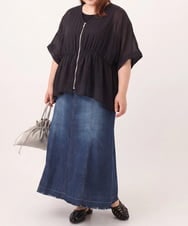 OLCJD01099 eur3(エウルキューブ) 【大きいサイズ/LAVEANGE×eur3】フロントファスナーシア―ブルゾン ブラック