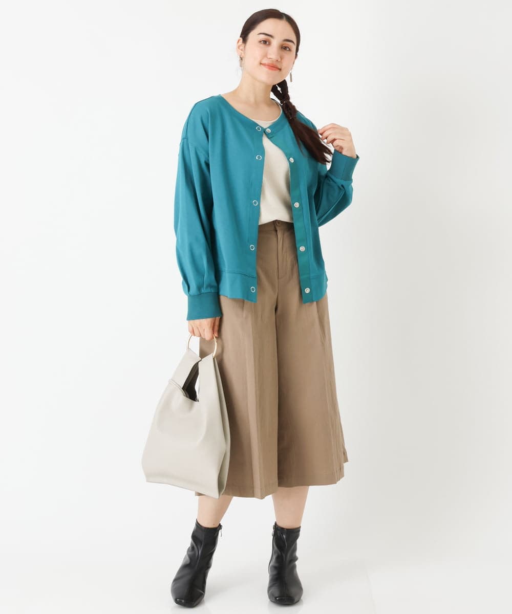 OLCJP05070 eur3(エウルキューブ) 【大きいサイズ】前後2WAYリングドットカーディガン グリーン(35)