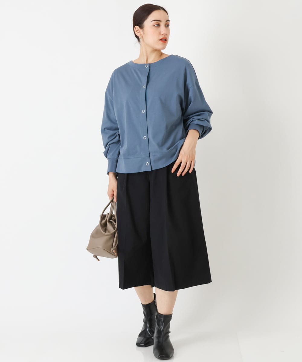 OLCJP05070 eur3(エウルキューブ) 【大きいサイズ】前後2WAYリングドットカーディガン ライトブルー(50)(WEB限定カラー)