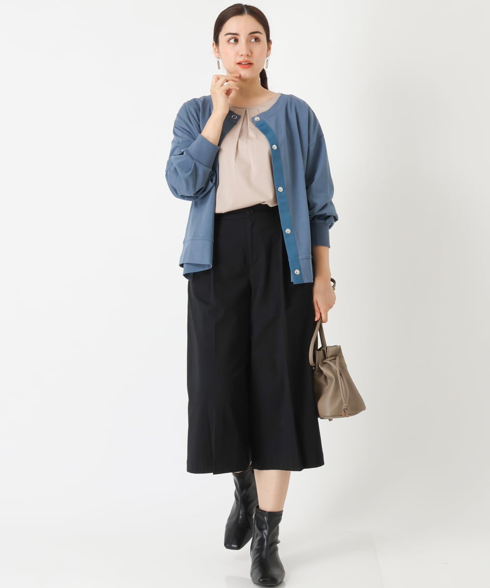 OLCJP05070 eur3(エウルキューブ) 【大きいサイズ】前後2WAYリングドットカーディガン ライトブルー(50)(WEB限定カラー)
