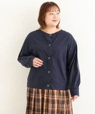 OLCJP05070 eur3(エウルキューブ) 【大きいサイズ】前後2WAYリングドットカーディガン ネイビー(57)