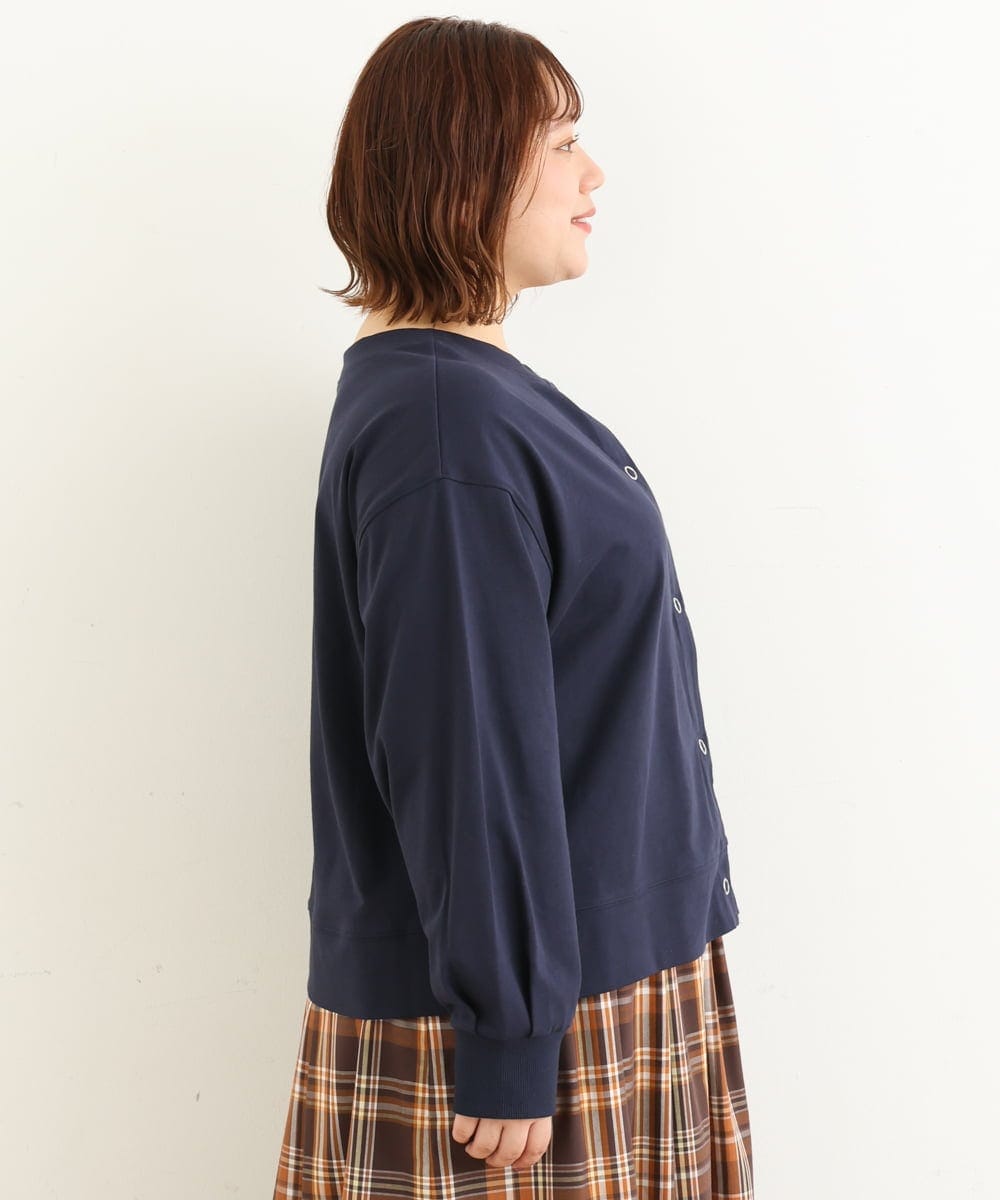 OLCJP05070 eur3(エウルキューブ) 【大きいサイズ】前後2WAYリングドットカーディガン ネイビー(57)