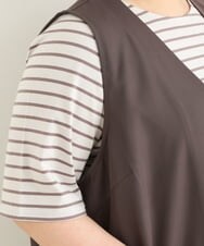 OLCJP11100 eur3(エウルキューブ) 【大きいサイズ/11号サイズあり/2点セット】ボーダーカットソー＆ジレセット ダークグレー(93)