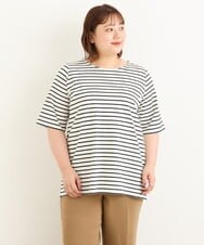 OLCJP11100 eur3(エウルキューブ) 【大きいサイズ/11号サイズあり/2点セット】ボーダーカットソー＆ジレセット ブラック(94)