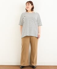 OLCJP11100 eur3(エウルキューブ) 【大きいサイズ/11号サイズあり/2点セット】ボーダーカットソー＆ジレセット ブラック(94)