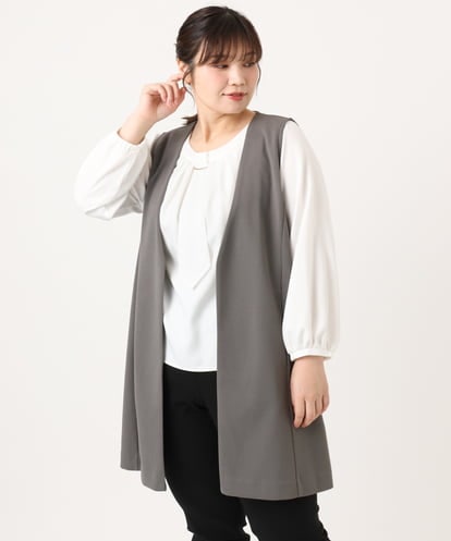 OLCKA02099 eur3 【WEB先行販売】【大きいサイズ】カットジョーゼットジレ