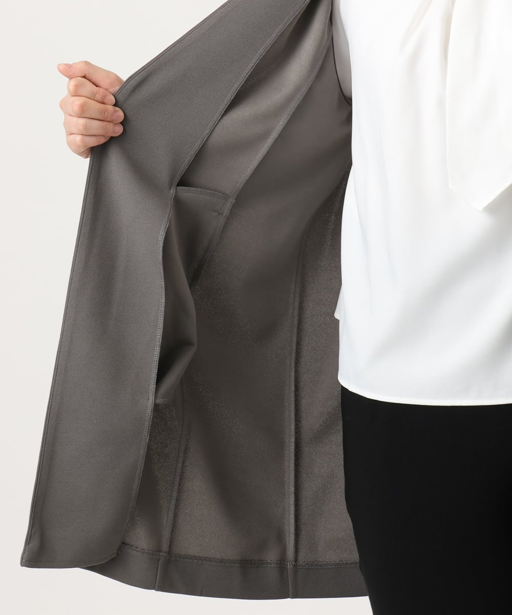 OLCKA02099 eur3(エウルキューブ) 【大きいサイズ】カットジョーゼットジレ ダークグレー(93)