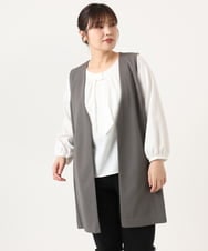 OLCKA02099 eur3(エウルキューブ) 【大きいサイズ】カットジョーゼットジレ ダークグレー(93)