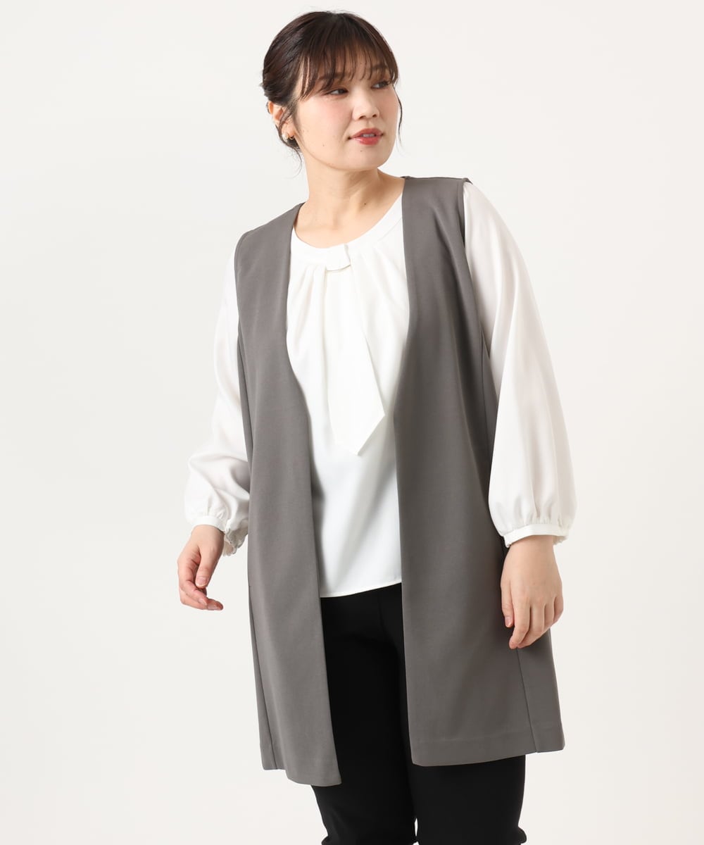 OLCKA02099 eur3(エウルキューブ) 【大きいサイズ】カットジョーゼットジレ ダークグレー(93)