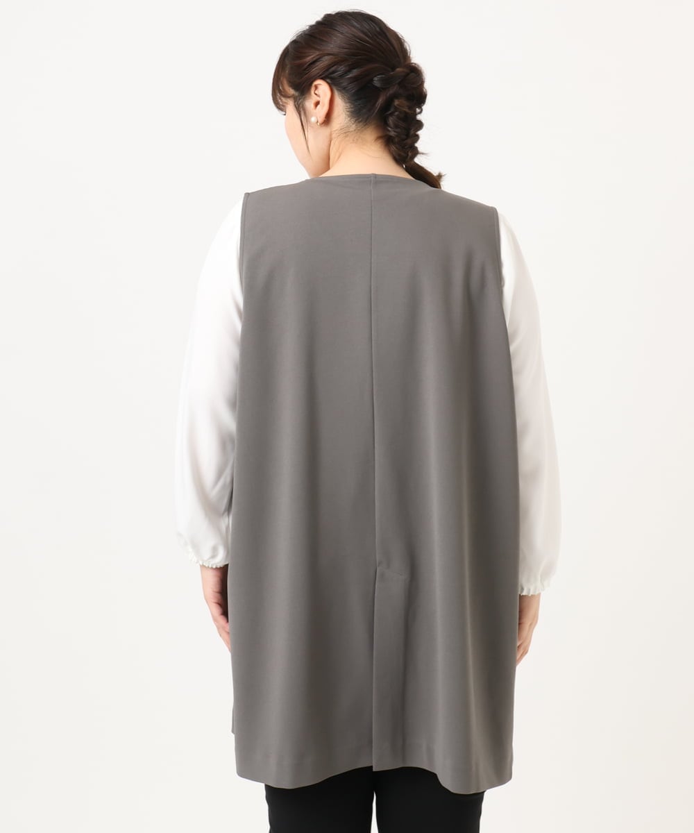 OLCKA02099 eur3(エウルキューブ) 【大きいサイズ】カットジョーゼットジレ ダークグレー(93)