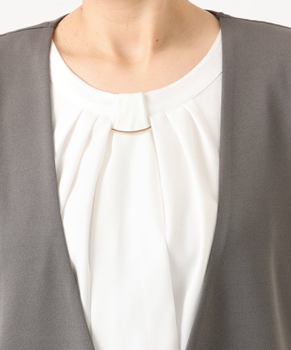 OLCKA02099 eur3(エウルキューブ) 【大きいサイズ】カットジョーゼットジレ ダークグレー(93)