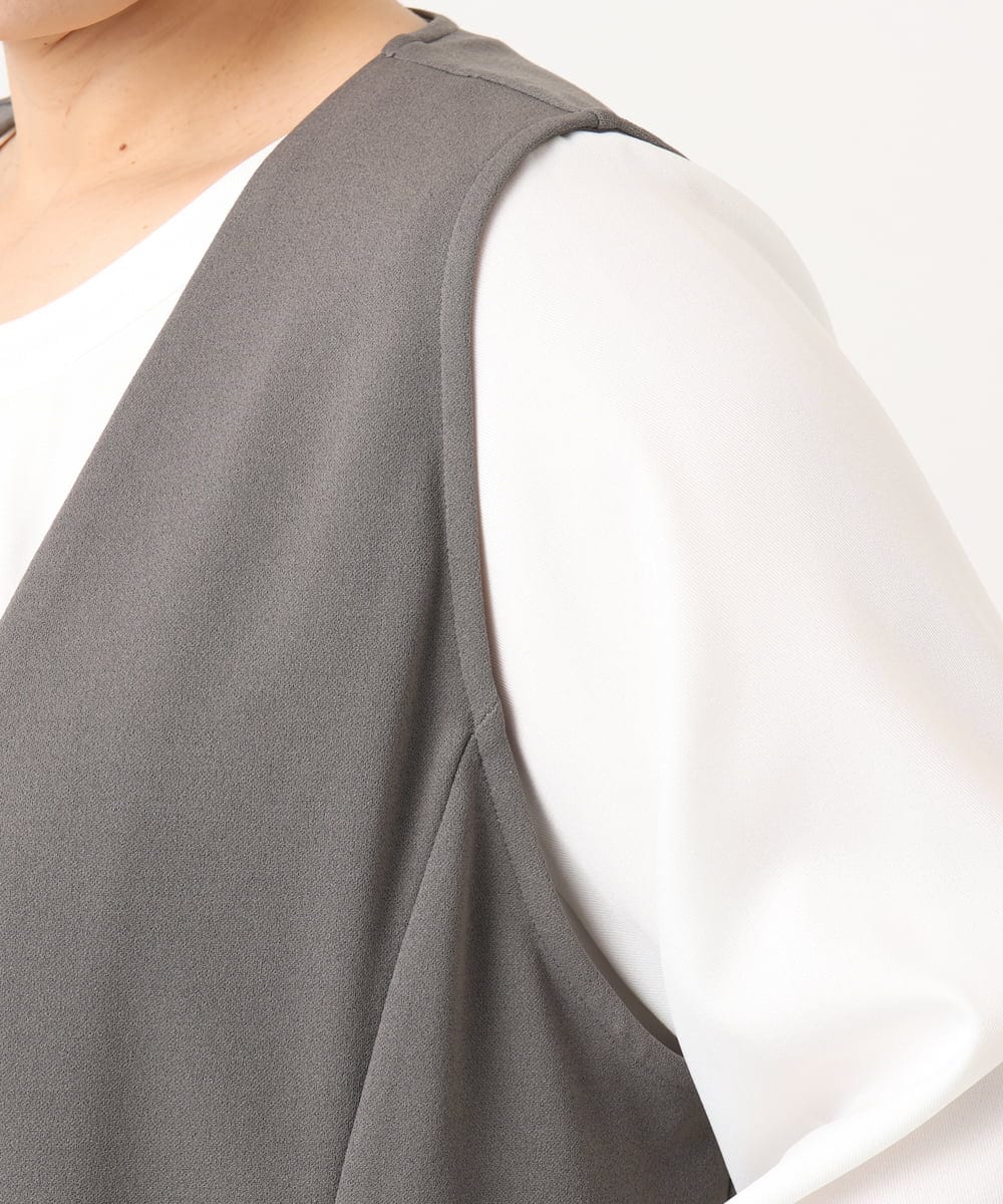 OLCKA02099 eur3(エウルキューブ) 【大きいサイズ】カットジョーゼットジレ ダークグレー(93)