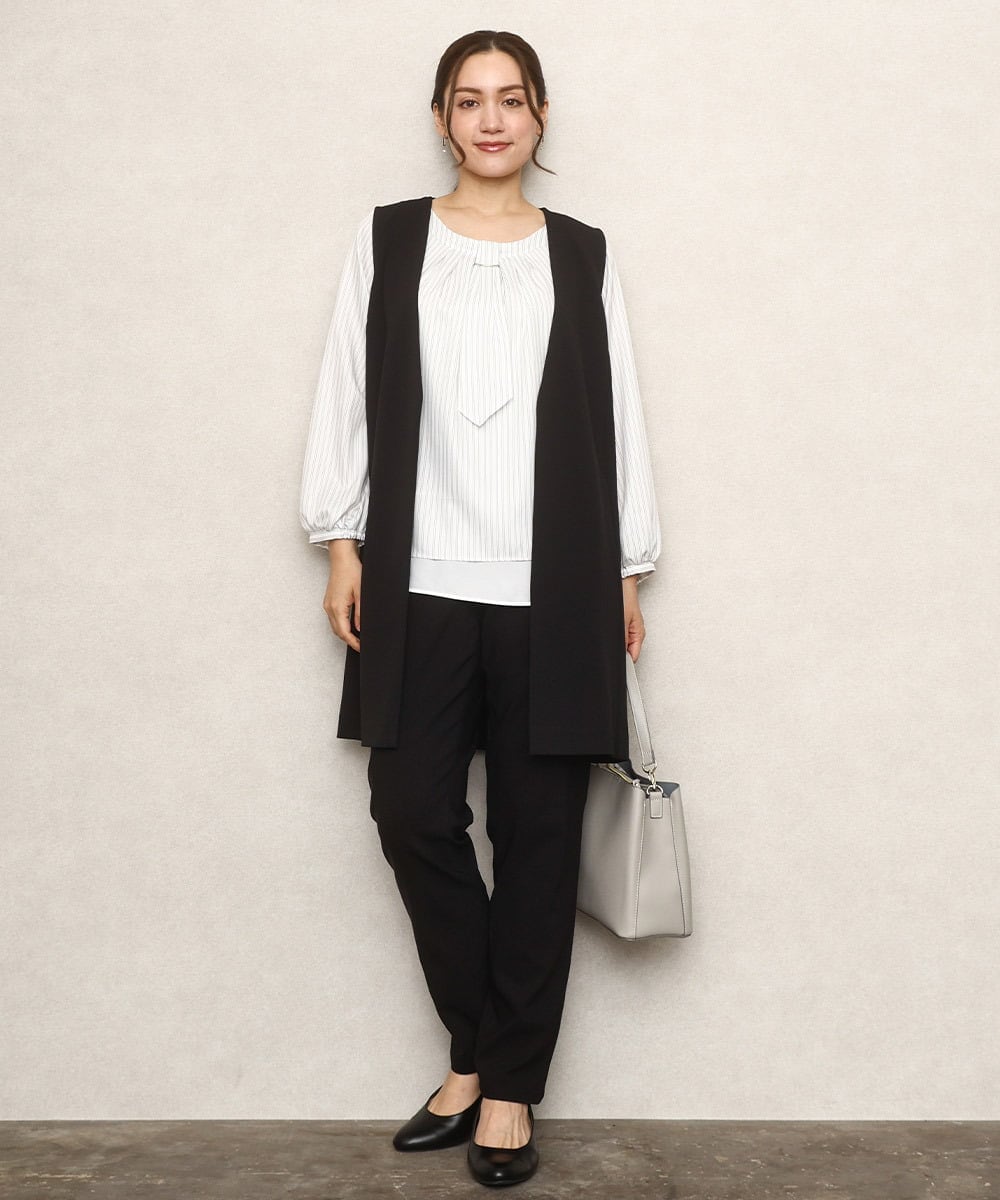 OLCKA02099 eur3(エウルキューブ) 【大きいサイズ】カットジョーゼットジレ ブラック(94)