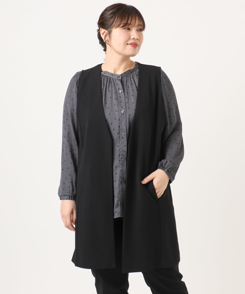 OLCKA02099 eur3(エウルキューブ) 【大きいサイズ】カットジョーゼットジレ ブラック(94)
