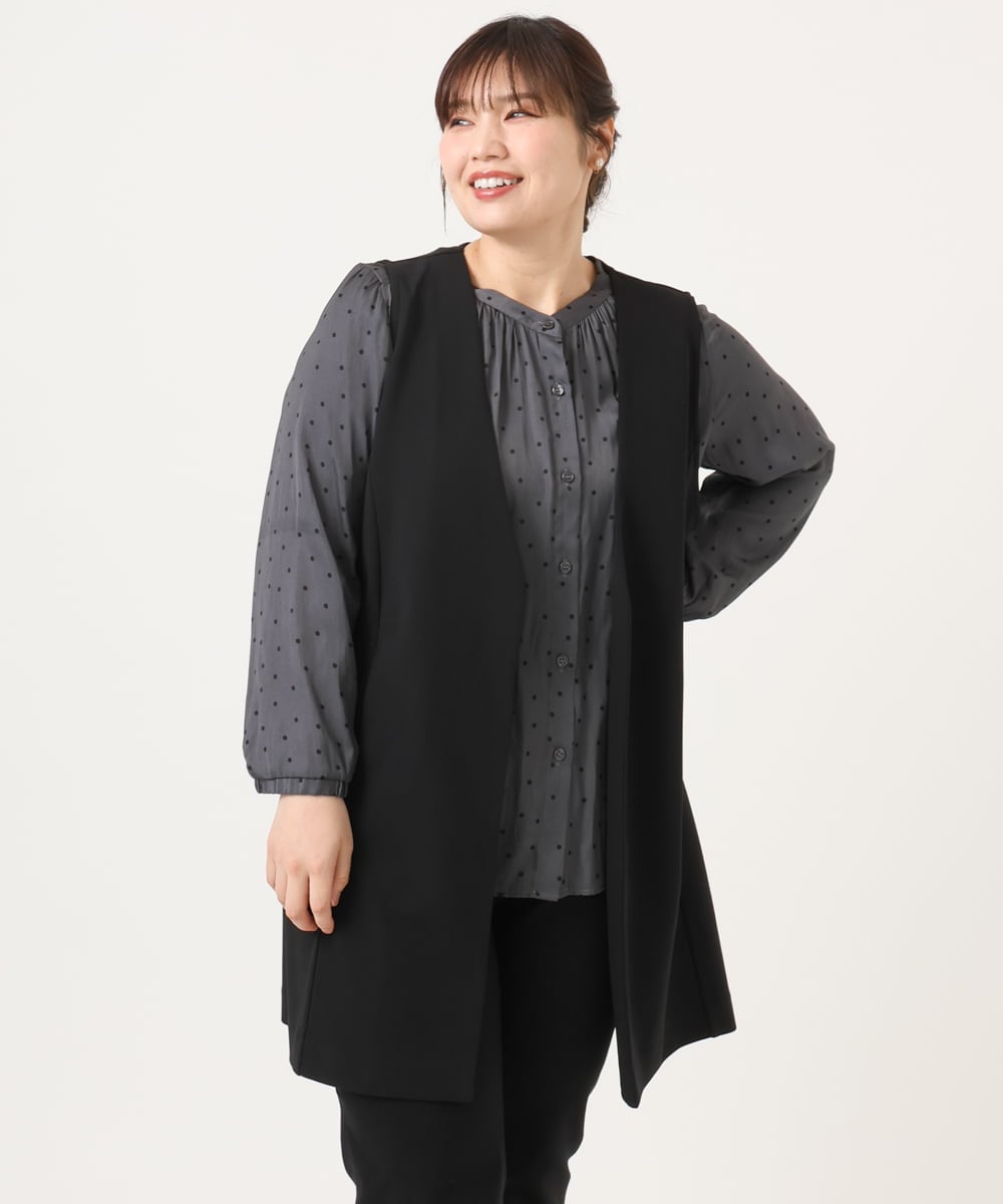 OLCKA02099 eur3(エウルキューブ) 【大きいサイズ】カットジョーゼットジレ ブラック(94)