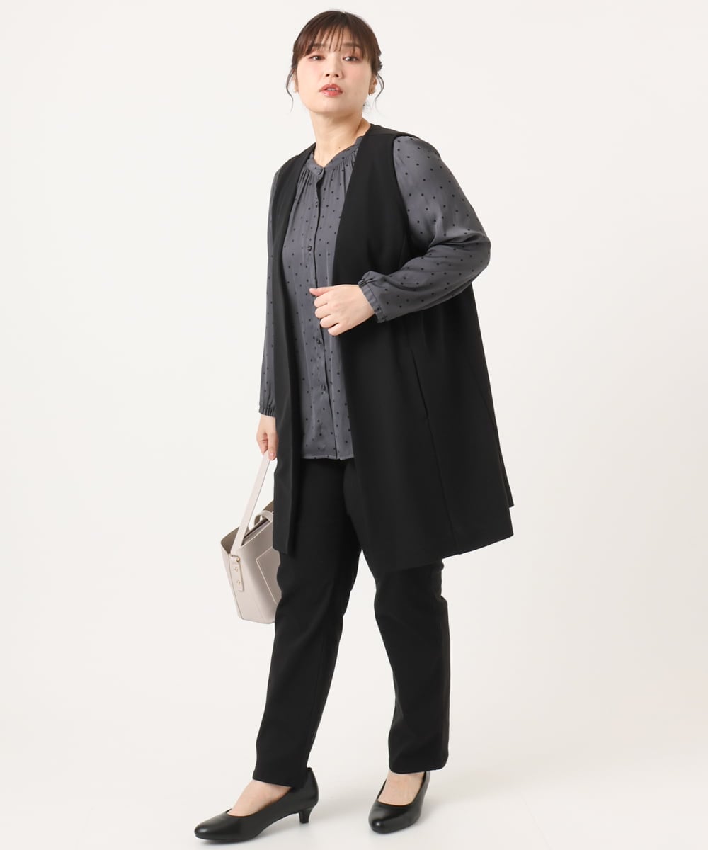 OLCKA02099 eur3(エウルキューブ) 【大きいサイズ】カットジョーゼットジレ ブラック(94)