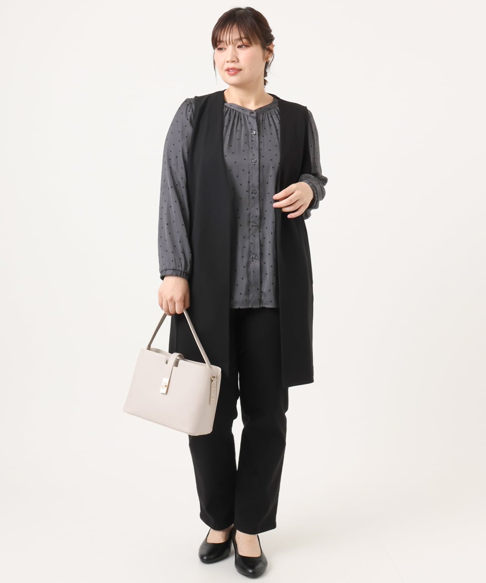 OLCKA02099 eur3(エウルキューブ) 【大きいサイズ】カットジョーゼットジレ ブラック(94)