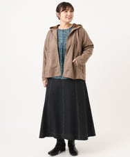OLCKA03099 eur3(エウルキューブ) 【WEB先行販売】【大きいサイズ】スエードタッチダンボールパーカー モカ(84)