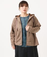 OLCKA03099 eur3(エウルキューブ) 【WEB先行販売】【大きいサイズ】スエードタッチダンボールパーカー モカ(84)
