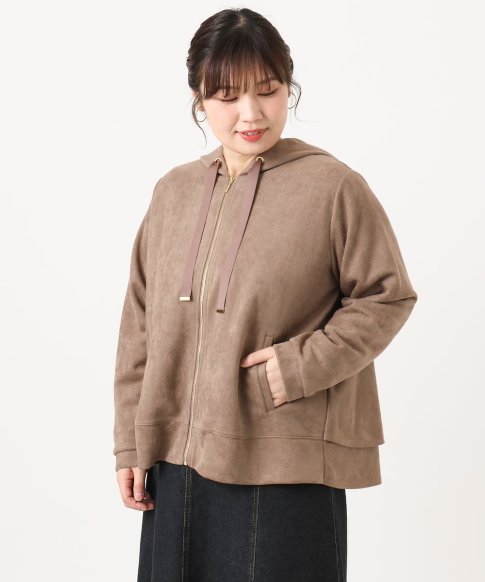 OLCKA03099 eur3(エウルキューブ) 【WEB先行販売】【大きいサイズ】スエードタッチダンボールパーカー モカ(84)