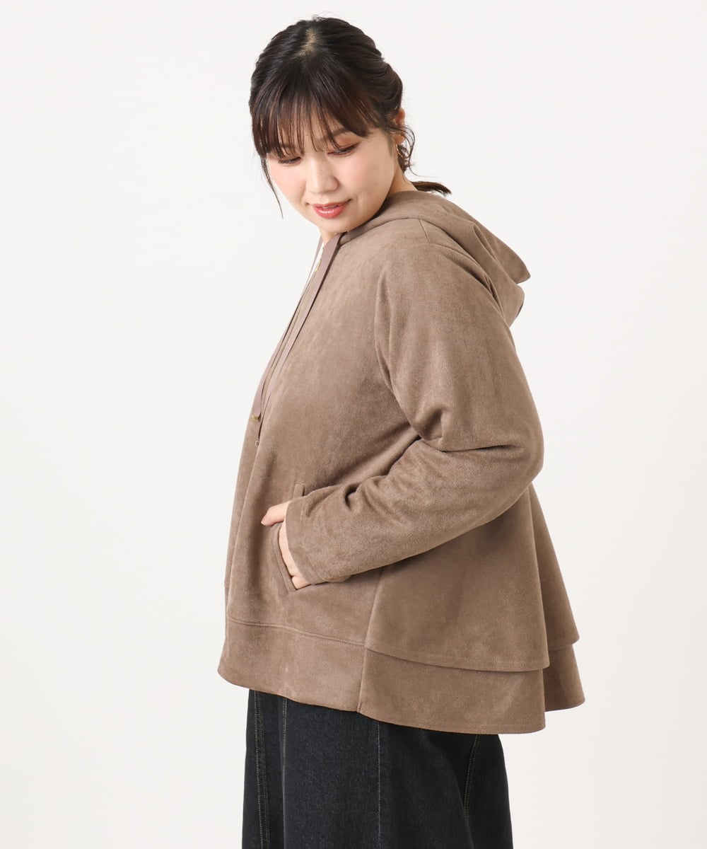 OLCKA03099 eur3(エウルキューブ) 【WEB先行販売】【大きいサイズ】スエードタッチダンボールパーカー モカ(84)
