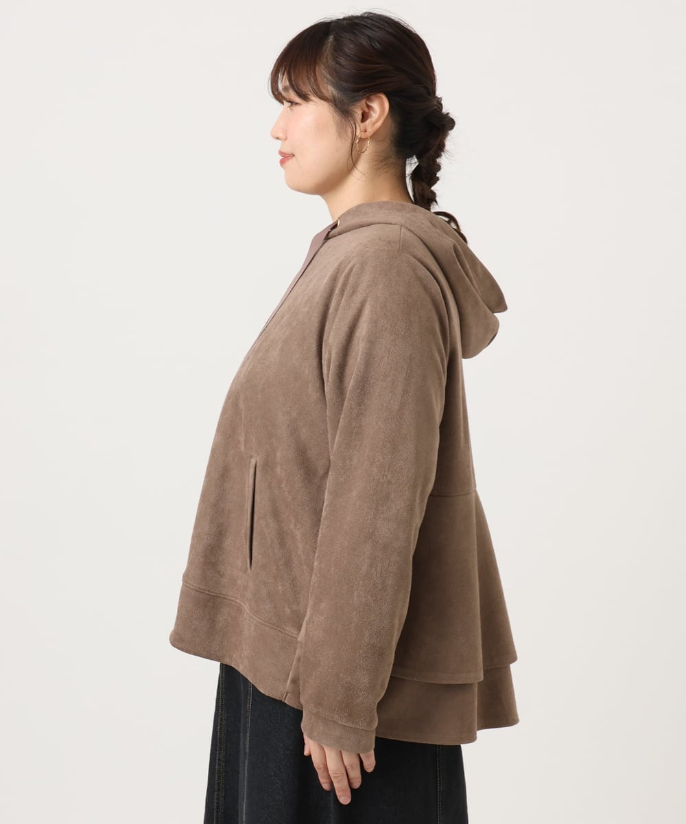OLCKA03099 eur3(エウルキューブ) 【WEB先行販売】【大きいサイズ】スエードタッチダンボールパーカー モカ(84)