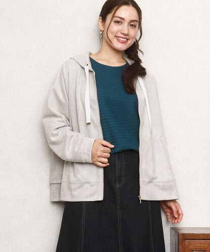 OLCKA03099 eur3 【WEB先行販売】【大きいサイズ】スエードタッチダンボールパーカー