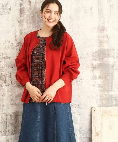 OLCKA04099 eur3 【WEB先行販売】【大きいサイズ】ジップカーディガン