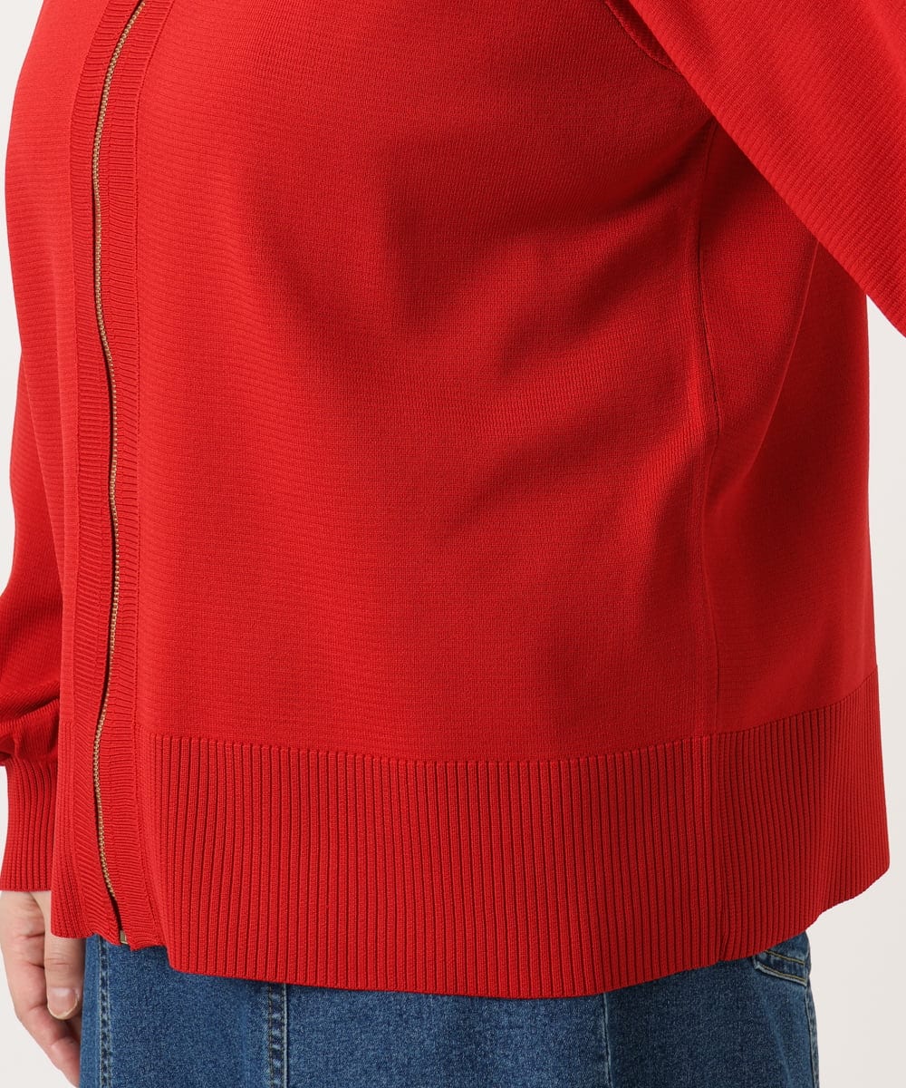 OLCKA04099 eur3(エウルキューブ) 【WEB先行販売】【大きいサイズ】ジップカーディガン レッド(05)
