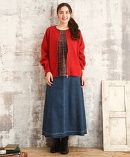 OLCKA04099 eur3(エウルキューブ) 【WEB先行販売】【大きいサイズ】ジップカーディガン レッド(05)