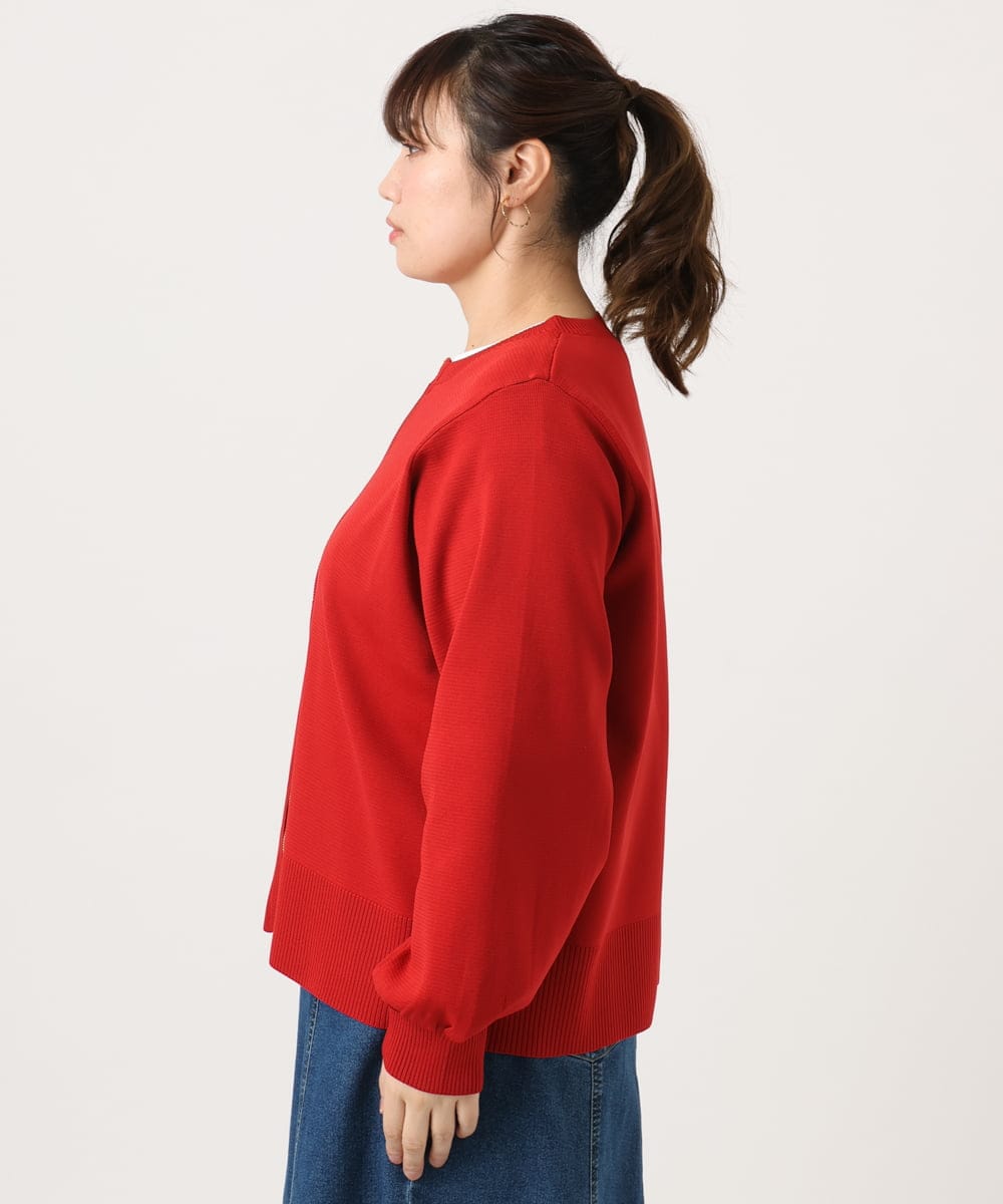 OLCKA04099 eur3(エウルキューブ) 【WEB先行販売】【大きいサイズ】ジップカーディガン レッド(05)