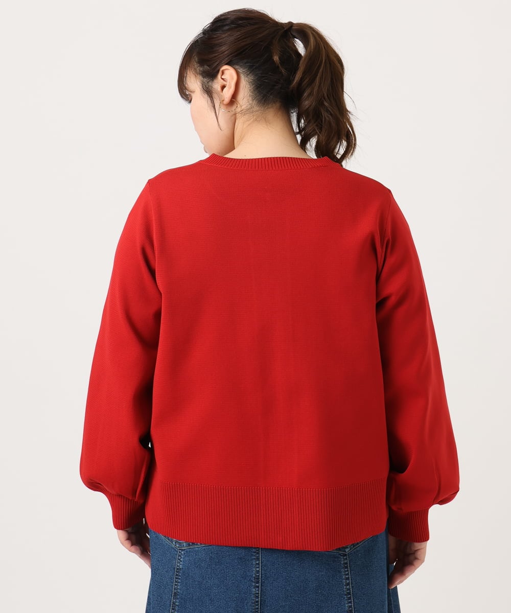 OLCKA04099 eur3(エウルキューブ) 【WEB先行販売】【大きいサイズ】ジップカーディガン レッド(05)