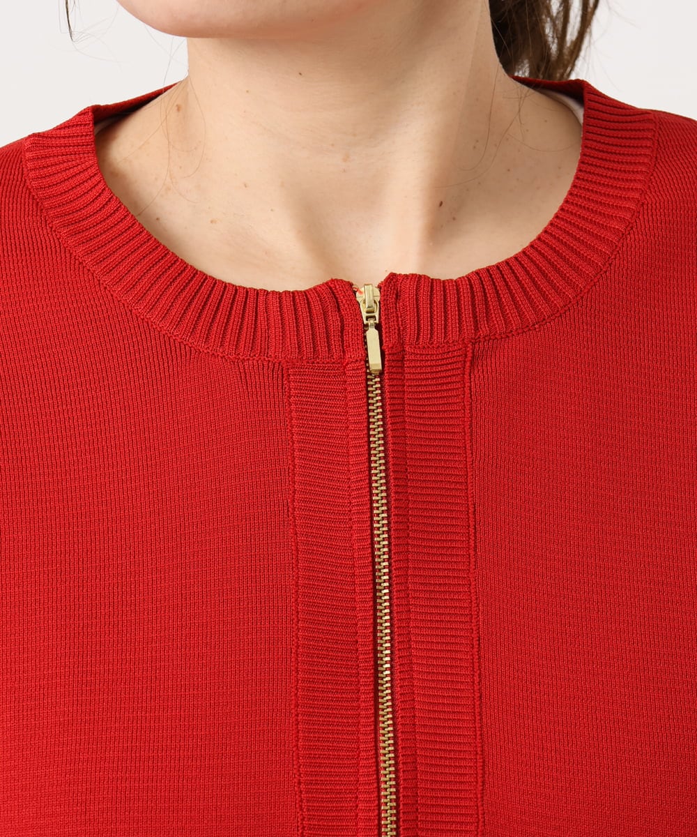 OLCKA04099 eur3(エウルキューブ) 【WEB先行販売】【大きいサイズ】ジップカーディガン レッド(05)