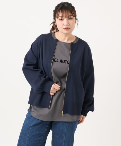 OLCKA04099 eur3 【WEB先行販売】【大きいサイズ】ジップカーディガン