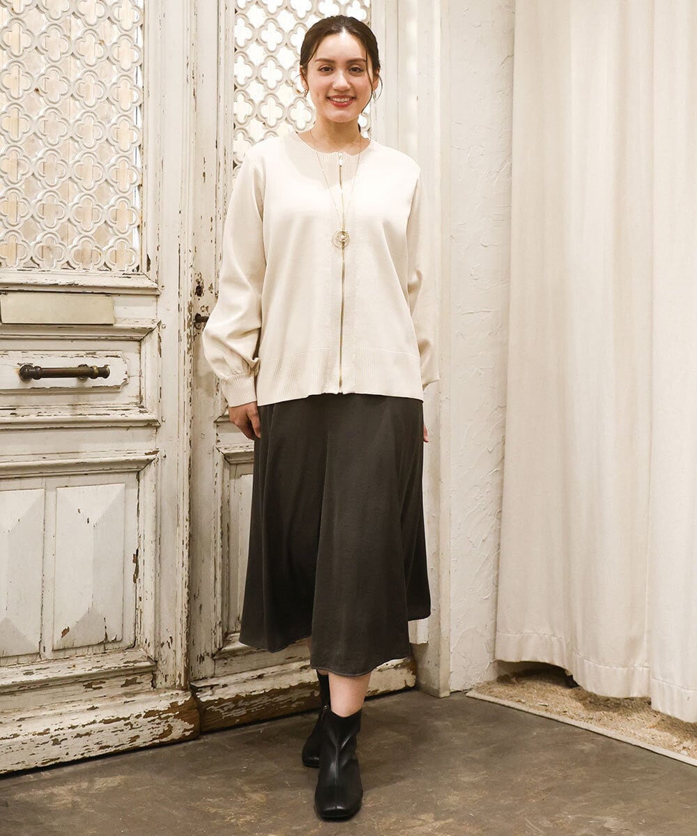 OLCKA04099 eur3(エウルキューブ) 【WEB先行販売】【大きいサイズ】ジップカーディガン アイボリー(80)