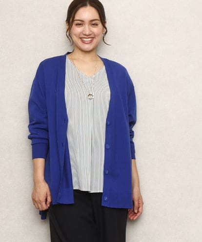 OLCKA05099 eur3 【大きいサイズ/洗える】Vネックカーディガン