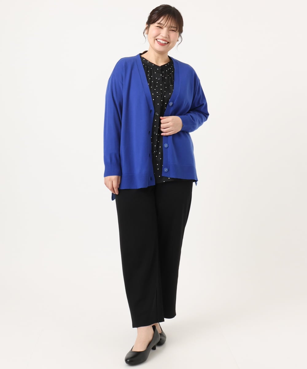 OLCKA05099 eur3(エウルキューブ) 【大きいサイズ/洗える】Vネックカーディガン ブルー(55)