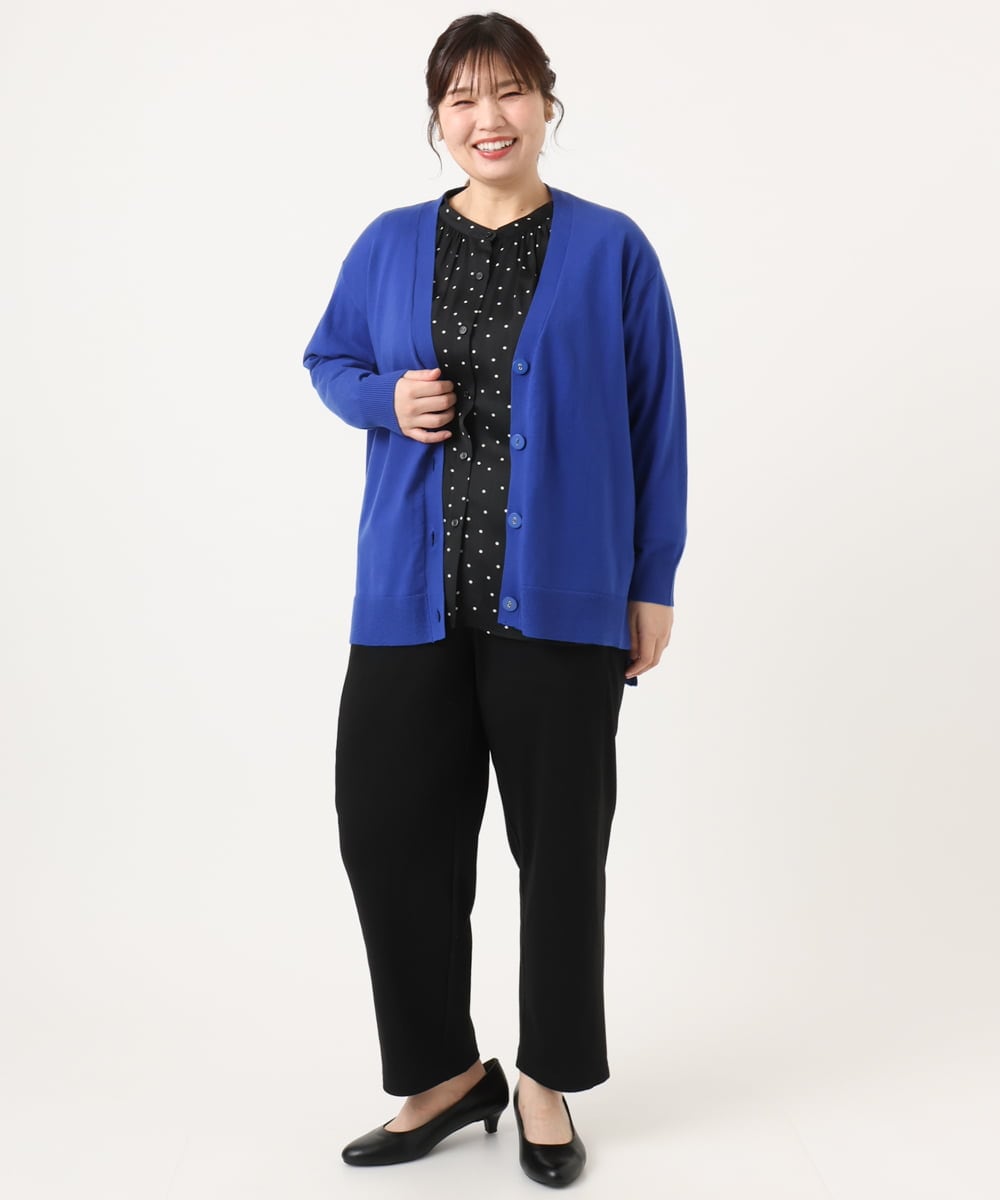 OLCKA05099 eur3(エウルキューブ) 【大きいサイズ/洗える】Vネックカーディガン ブルー(55)